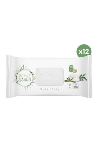 Baby Turco Beyaz Sabun Kokulu Islak Havlu 90'lı X 12