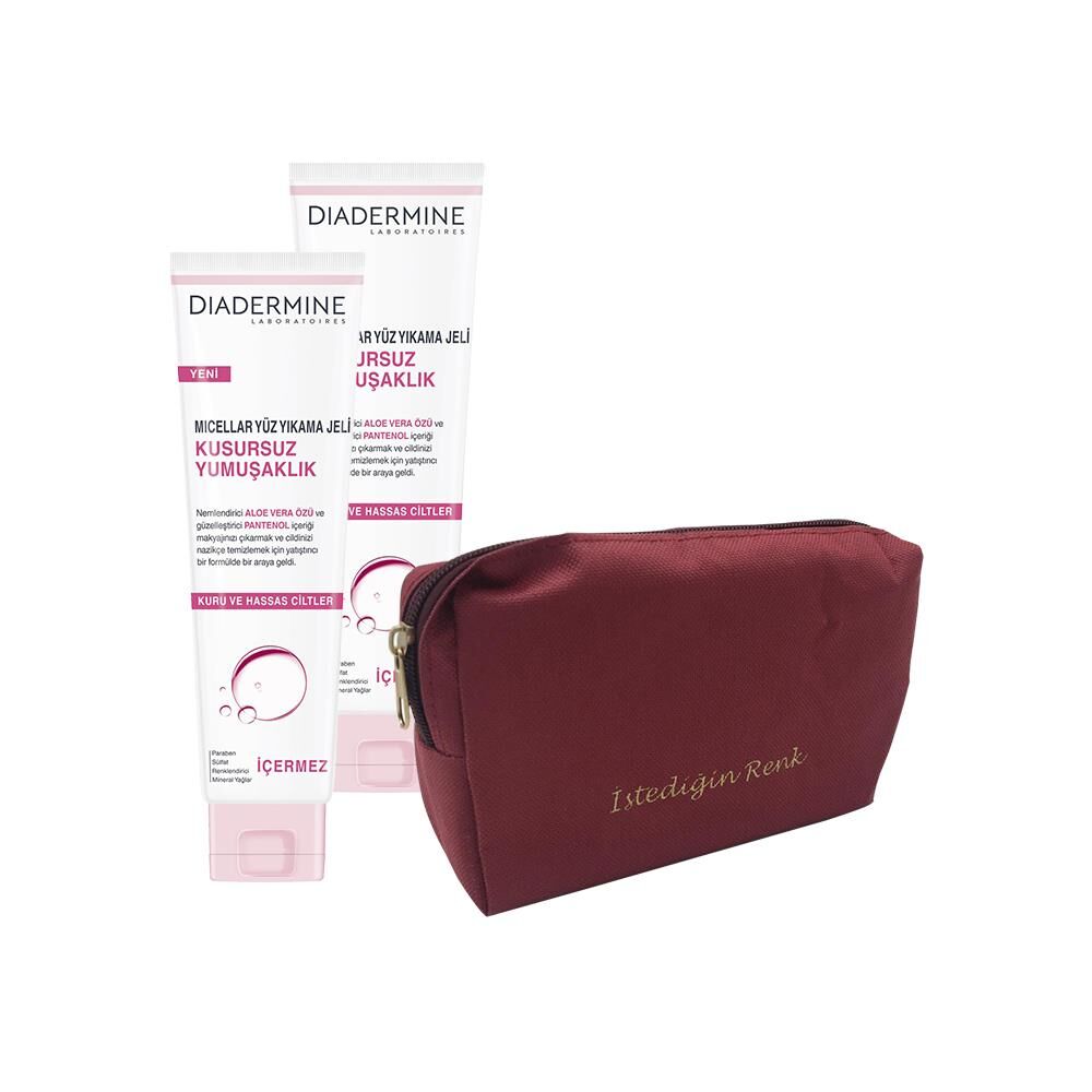 Diadermine Micellar Yüz Yıkama Jeli Kusursuz Yumuşaklık 150 ml x 2 ve 'İstediğin Sen' Çanta Hediyeli