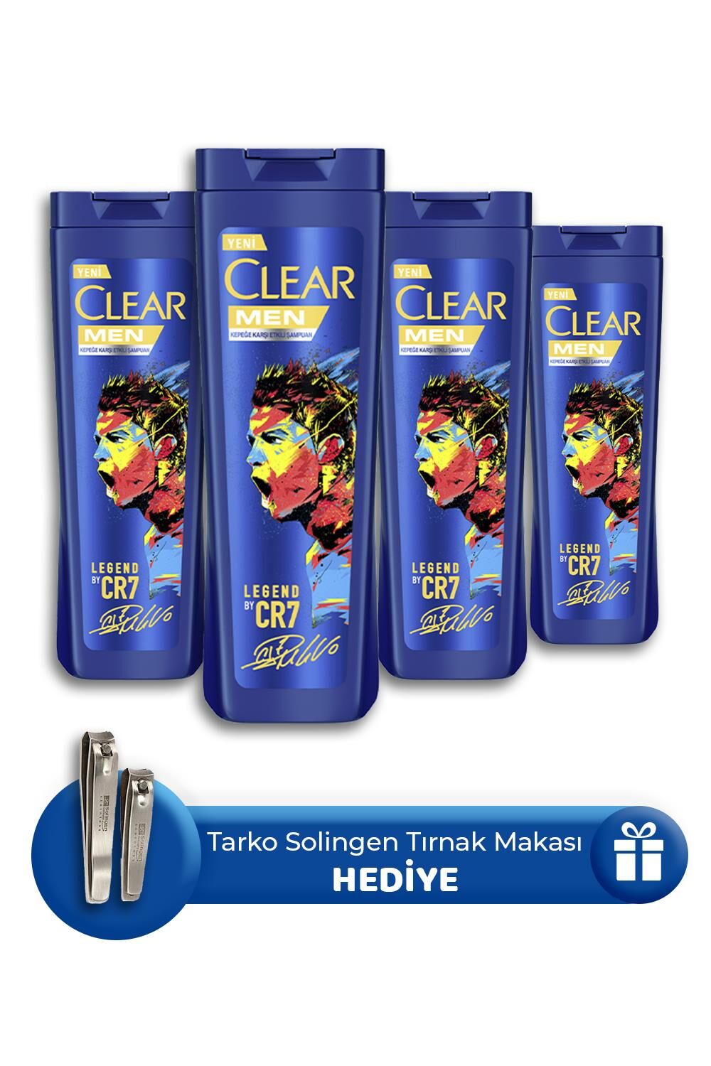 Clear Men Şampuan Legend By Cr7 325 ml 4 Adet, Tırnak Makası Seti Hediye