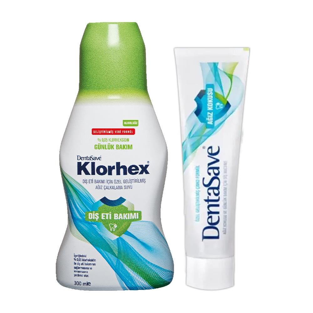 Dentasave Klorhex Günlük Bakım Ağız Çalkalama Suyu 300 ml Diş Macunu Çinko 75 ml