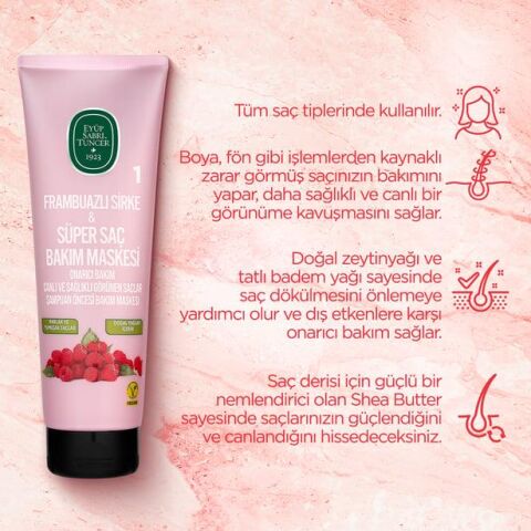 Eyüp Sabri Tuncer 3 'lü Frambuazlı Sirke Saç Maskesi 250 ml ve ROSIE Pamuk