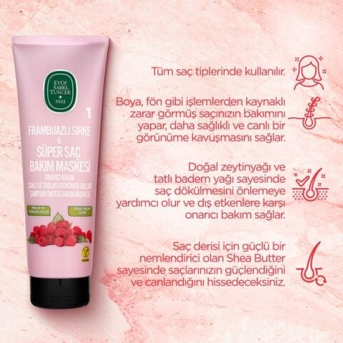 Eyüp Sabri Tuncer 3 'lü Frambuazlı Sirke Saç Maskesi 250 ml ve ROSIE Pamuk