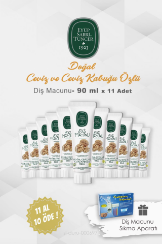11 AL 10 ÖDE Eyüp Sabri Tuncer Diş Macunu Ceviz Özlü 90 ml ve Diş Macunu Aparatı