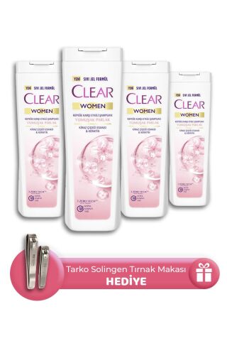 Clear Women Yumuşak Parlak Şampuan 325 ml 4 Adet, Tırnak Makası Seti Hediye