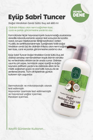Eyüp Sabri Tuncer Doğal Hindistan Cevizi Sütlü Duş Jeli 3 Adet 600 ml ve ROSIE