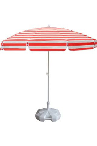 Kırmızı Beyaz 200/8 Çizgili Plaj Ve Güneş Şemsiyesi 20 Litre Bidonlu Taşıma Çantası Hediyeli