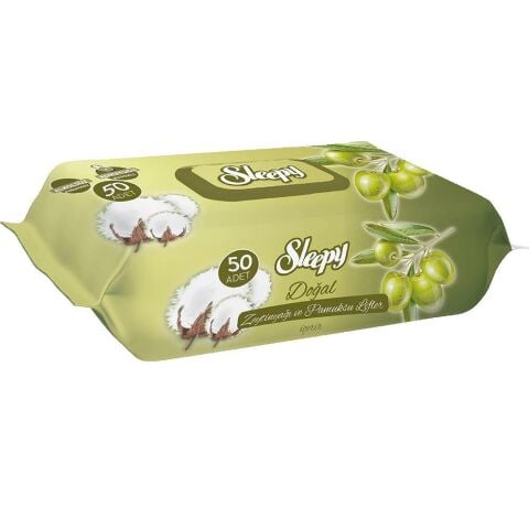 Sleepy Doğal Zeytinyağlı Ve Pamuklu Islak Bebek Havlusu 50 Yaprak