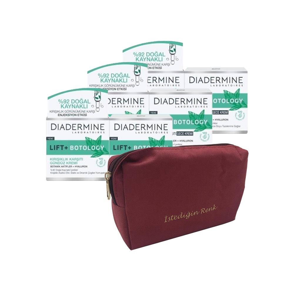 Diadermine Lift+ Botology Gündüz Kremi 50 ml + Gece Kremi 50 ml  x 3 ve 'İstediğin Sen' Çanta Hediyeli
