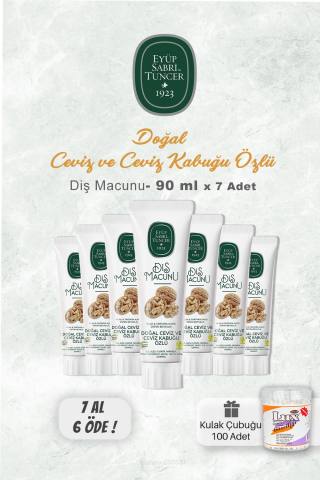 Eyüp Sabri Tuncer 90 ml Ceviz Özlü Diş Macunu 7 AL 6 ÖDE ve Lux Pamuk Çubuğu