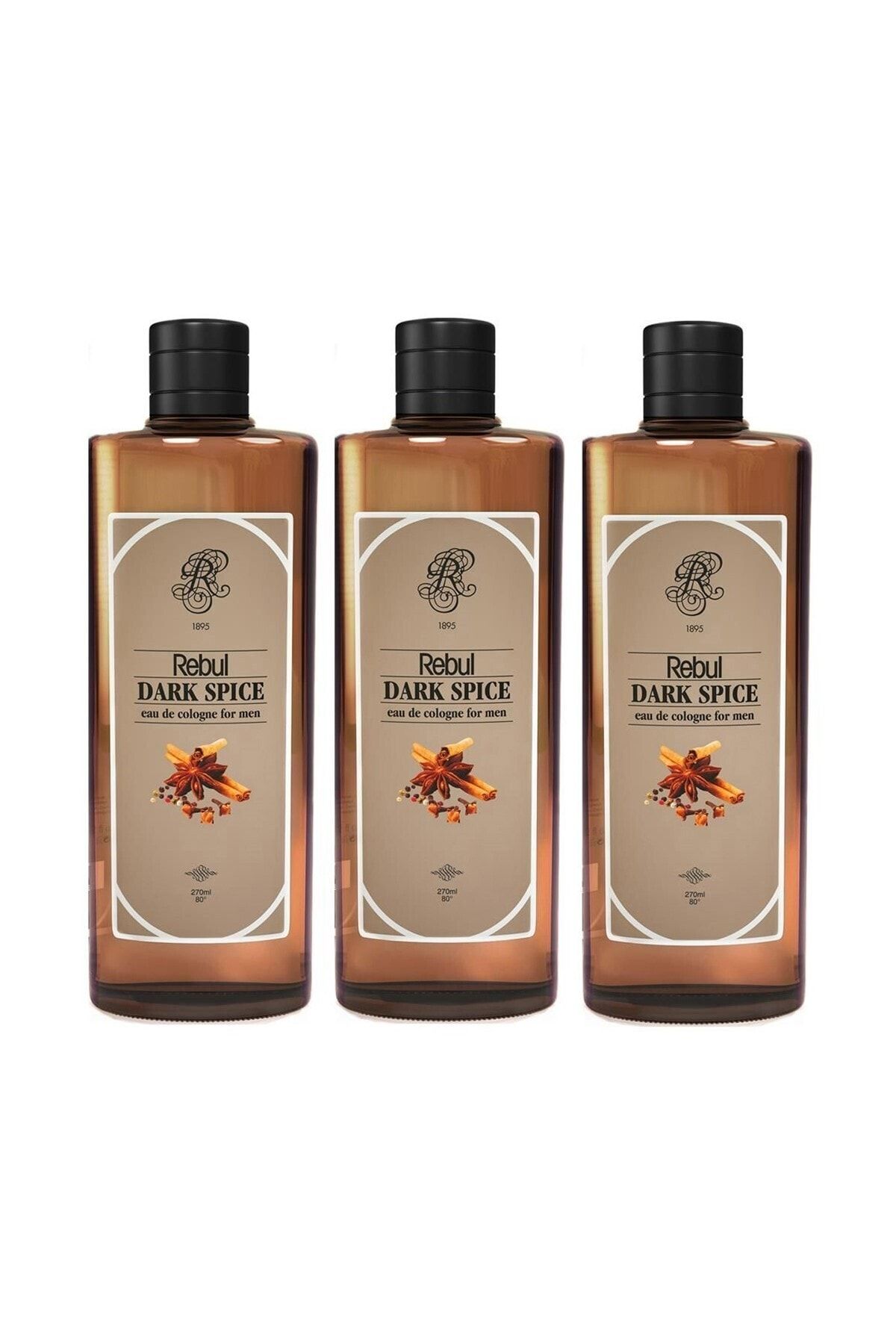 Rebul Dark Spice Kolonya 270ML x 3 Adet (Cam Şişe)