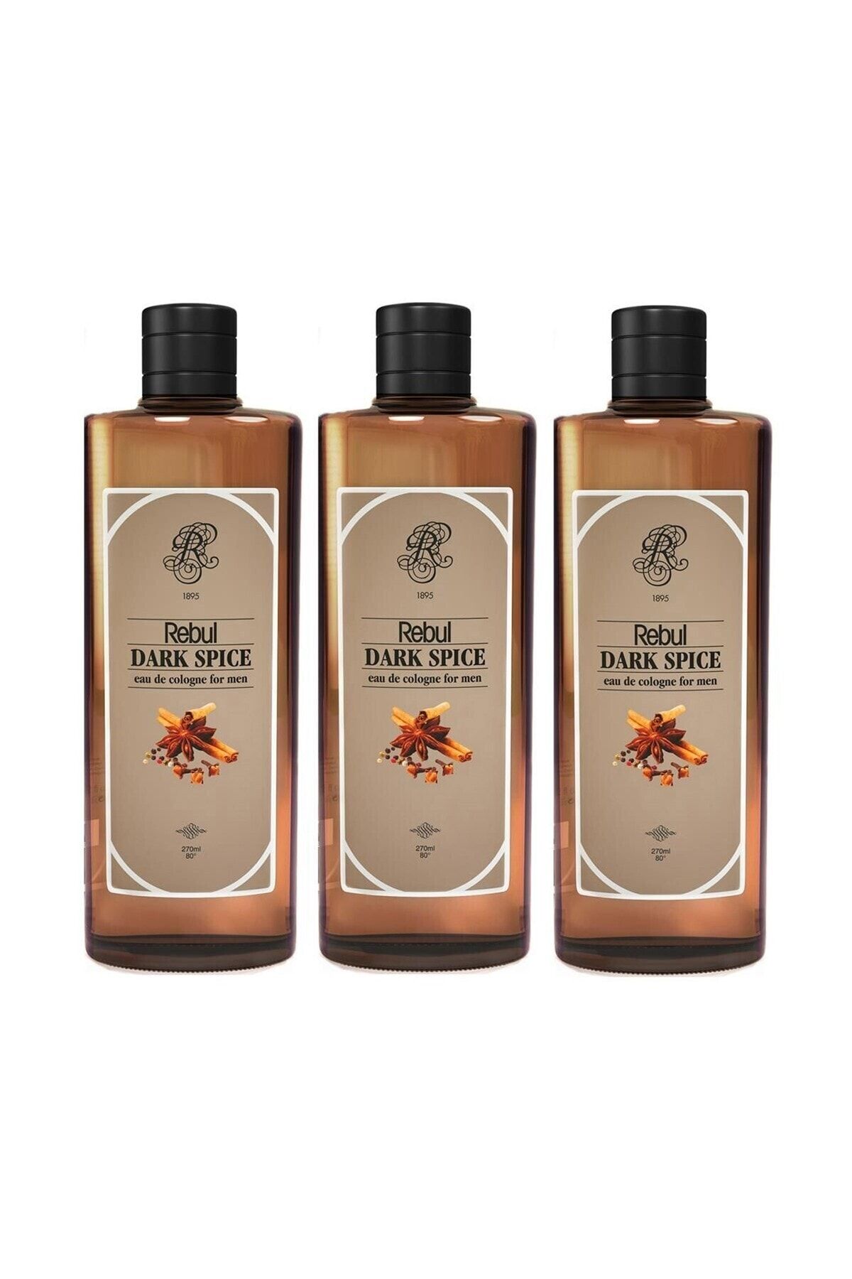 Rebul Dark Spice Kolonya 270ML x 3 Adet (Cam Şişe)