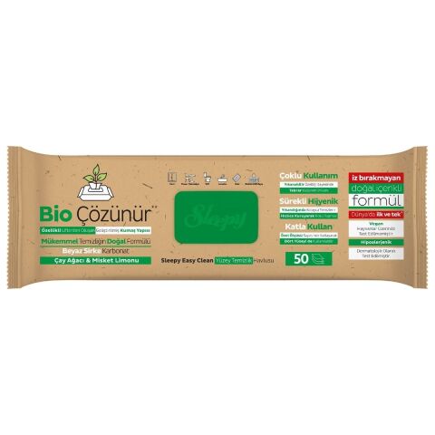 Sleepy Bio Çözünür Yüzey Temizlik Havlusu Çay Ağacı&Misket Limonu 3x50 (150 Yaprak)