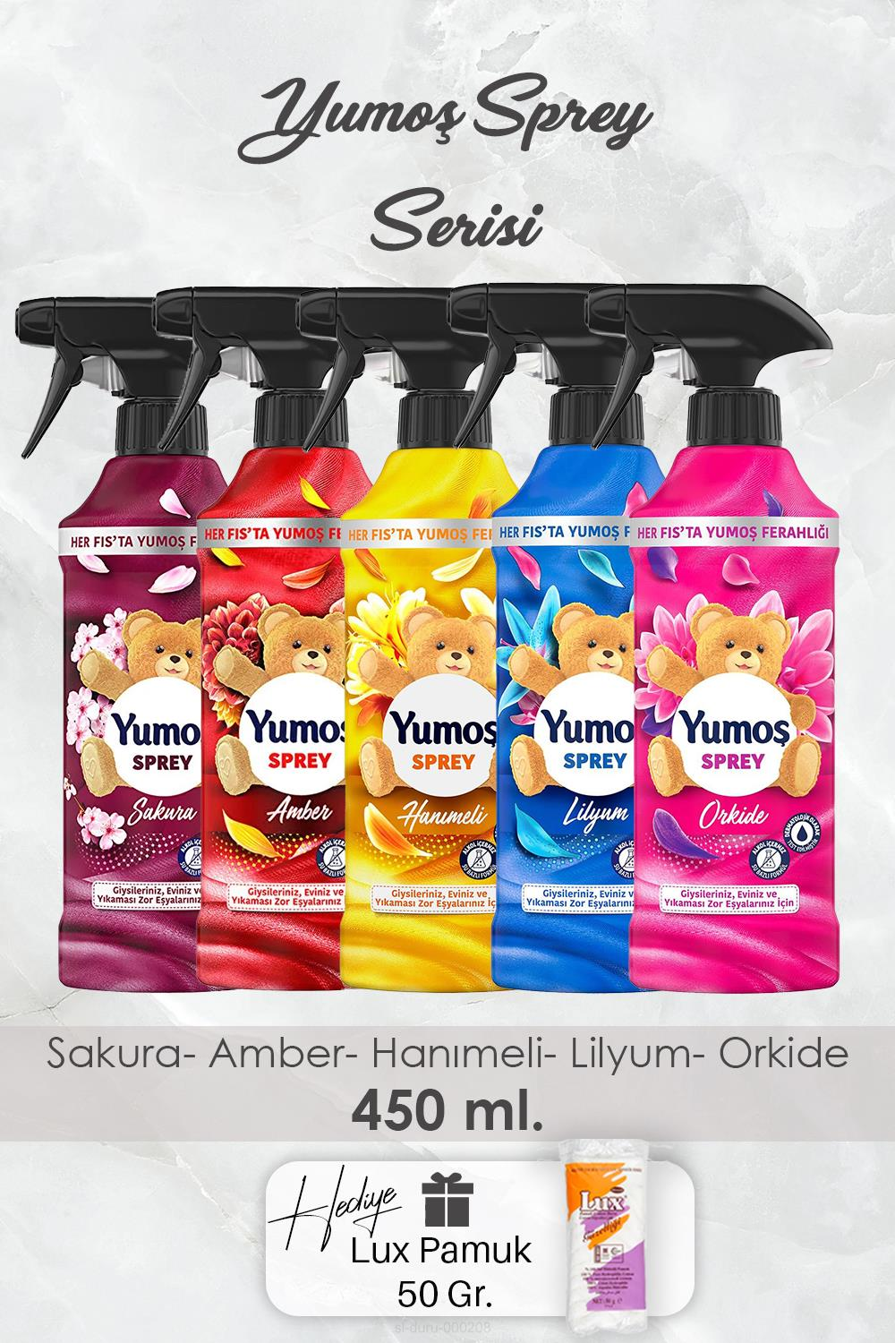Yumoş Sprey 5' li Set, Lux Pamuk Hediyeli