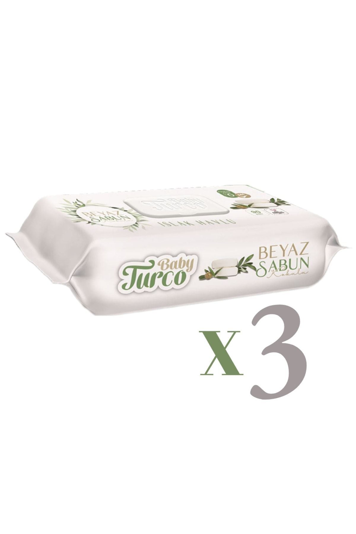 Baby Turco Islak Havlu 90'lı Beyaz Sabun X3 Adet