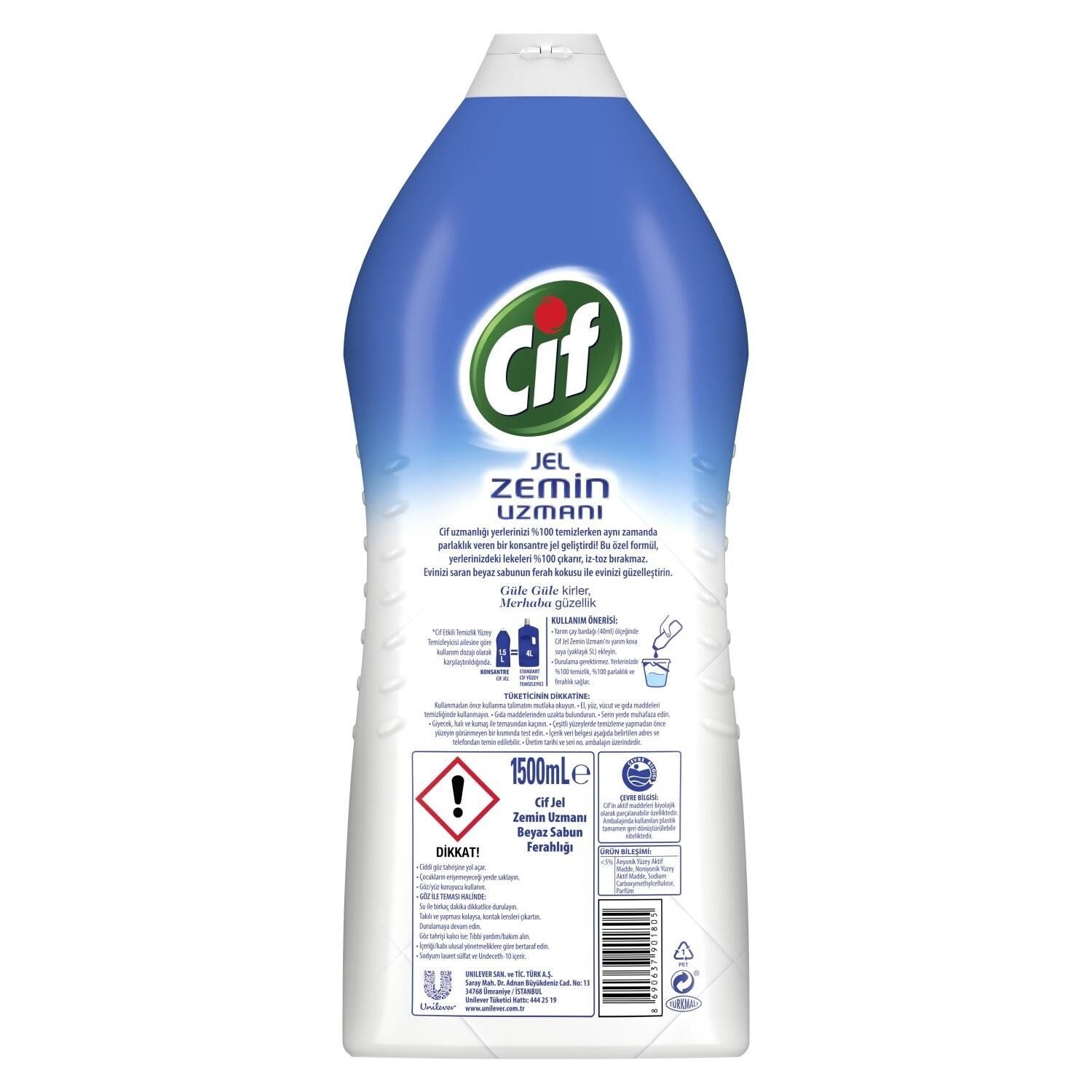 Cif Jel Zemin Uzmanı Beyaz Sabun Ferahlığı 1500 ml