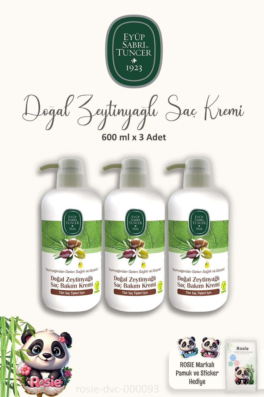 Eyüp Sabri Tuncer 3'lü Doğal Zeytinyağlı Saç Kremi 600 ml ve ROSIE