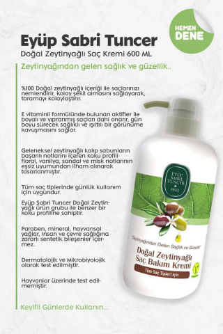 Eyüp Sabri Tuncer 3'lü Doğal Zeytinyağlı Saç Kremi 600 ml ve ROSIE