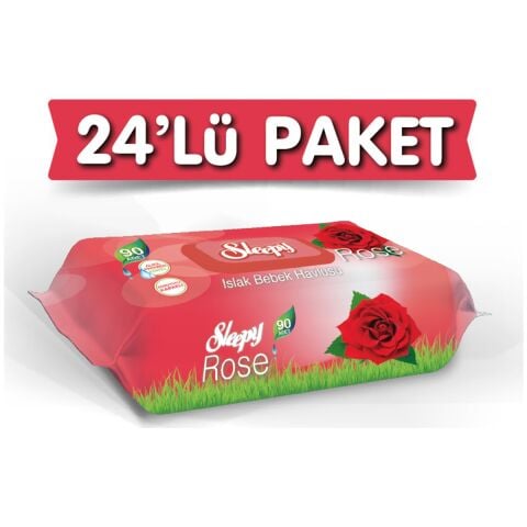 Sleepy Gül Kokulu Islak Havlu 90 Adet 24'lü