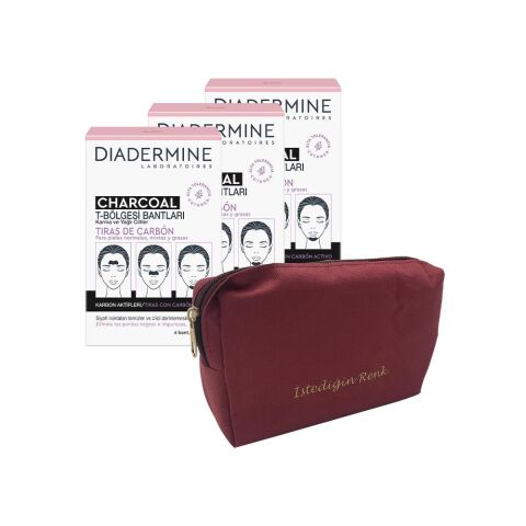 Diadermine Kömürlü T Bölgesi Bantları 6 Bant x 3 ve 'İstediğin Sen' Çanta Hediyeli