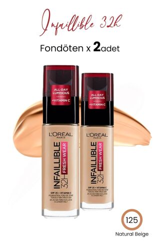 Loreal Paris Infaillible 32H Fresh Wear Fondöten 125 Natural Beige x 2 Adet