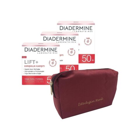 Diadermine Kırışıklık Karşıtı Krem Lift+ 50 x 3 ve 'İstediğin Sen' Çanta Hediyeli