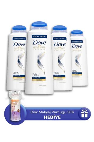 Dove Yoğun Onarıcı Şampuan 600 ML 4 Adet, Makyaj Pamuğu 50' li Hediye