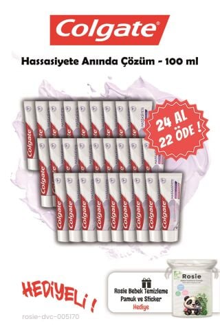 Colgate Hassasiyete Anında Çözüm Diş Macunu 100 ML, 24 AL 22 Öde ve Rosie Hediye