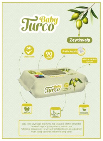 Baby Turco 29 Paket, 90'lı Zeytinyağlı Islak Havlu ve Rosie Koku Hediye