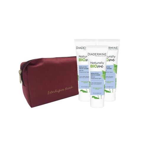 Diadermine Naturally Bio Me Besleyici Gece Kremi 50 ml x 3 ve 'İstediğin Sen' Çanta Hediyeli