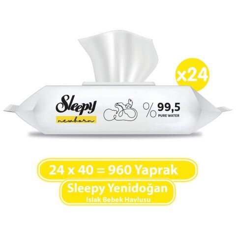 Sleepy Yenidoğan Islak Bebek Havlusu 24x40 (960 Yaprak)