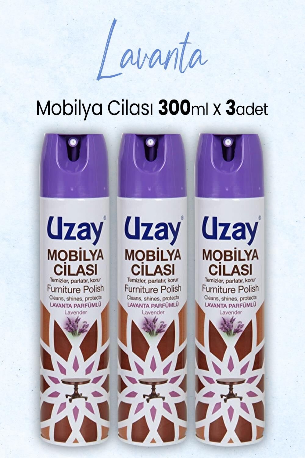 Uzay Mobilya Cilası Lavanta 300 ml x 3 Adet