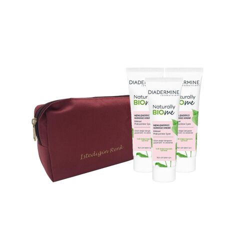 Diadermine Naturally Bio Me Nemlendirici Gündüz Kremi 50 ml x 3 ve 'İstediğin Sen' Çanta Hediyeli