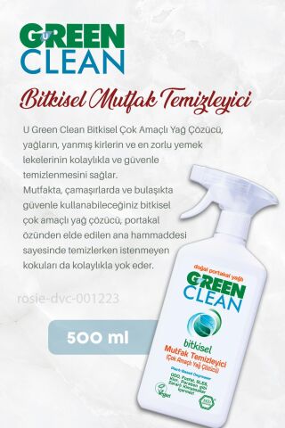 Green Clean 500 ml Mutfak Tem. Yağ Çözücü 7 AL 6 ÖDE ve Rosie Hediye