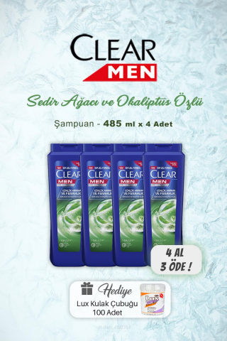 4 AL 3 ÖDE Clear Men Arındırıcı Şampuan 485 ml, Kulak Çubuğu Hediyeli