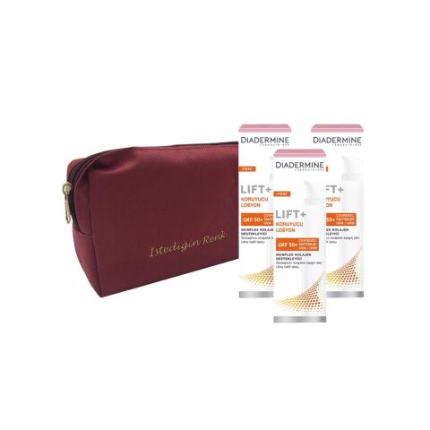 Diadermine Lift+ Kırışıklık karşıtı Koruyucu Losyon 40 ml x 3 ve 'İstediğin Sen' Çanta Hediyeli
