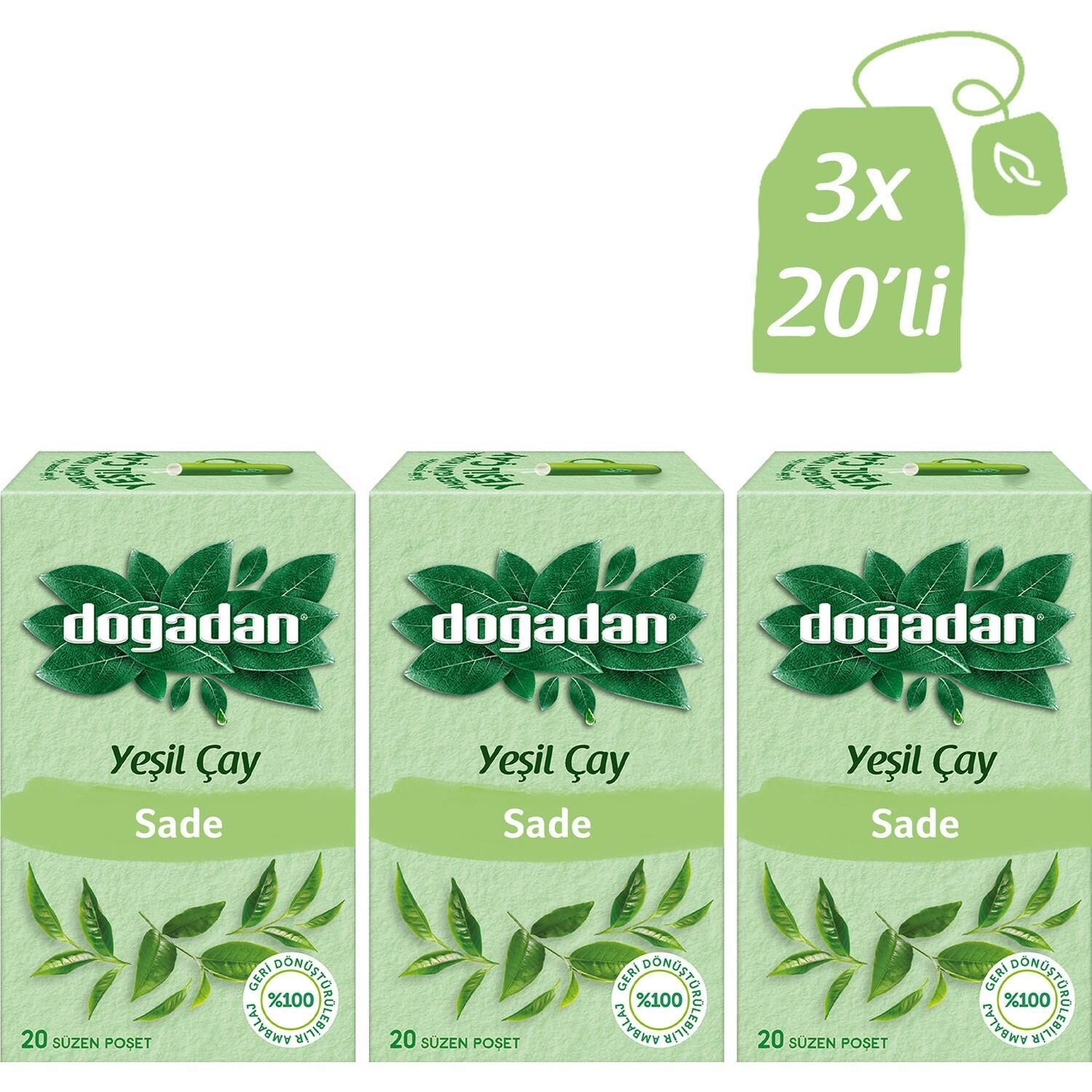 Doğadan Yeşil Çay Sade 20'li x 3 Adet