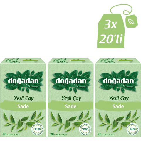 Doğadan Yeşil Çay Sade 20'li x 3 Adet