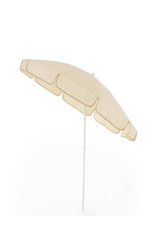 Şemsiye Plaj, Güneş Ve Balkon Şemsiyesi Krem Renk Kalın Kumaş 10 Telli 200cm Çap