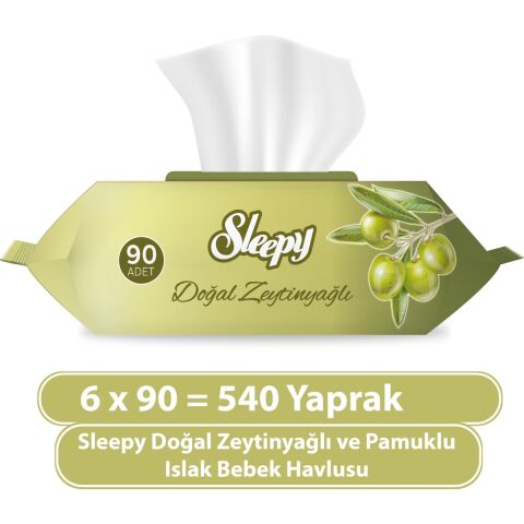 Sleepy Zeytinyağlı Islak Havlu 6 x 90'lı 6 Paket 540 Yaprak