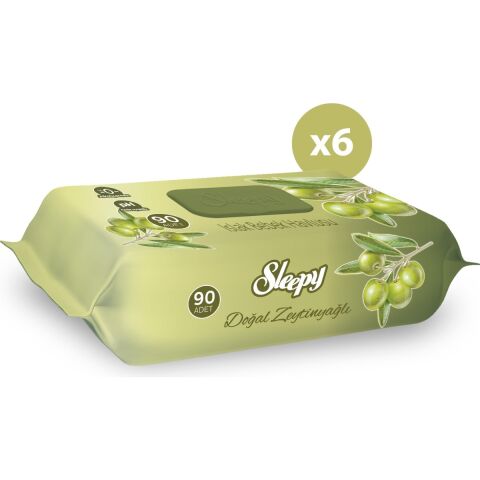 Sleepy Zeytinyağlı Islak Havlu 6 x 90'lı 6 Paket 540 Yaprak