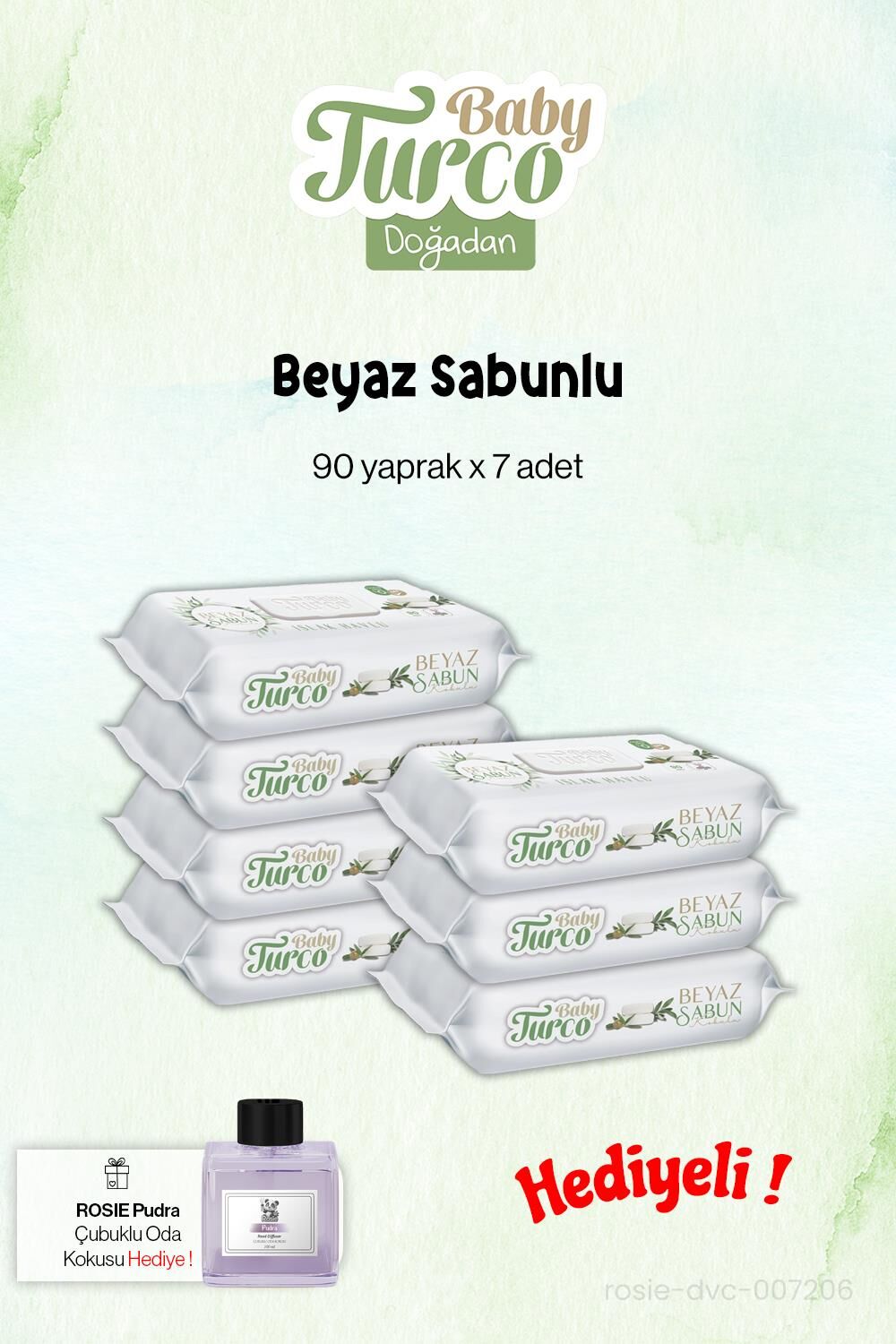 Beyaz Sabunlu Baby Turco 7 Paket, 90'lı ve Rosie Koku Hediye
