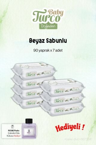 Beyaz Sabunlu Baby Turco 7 Paket, 90'lı ve Rosie Koku Hediye