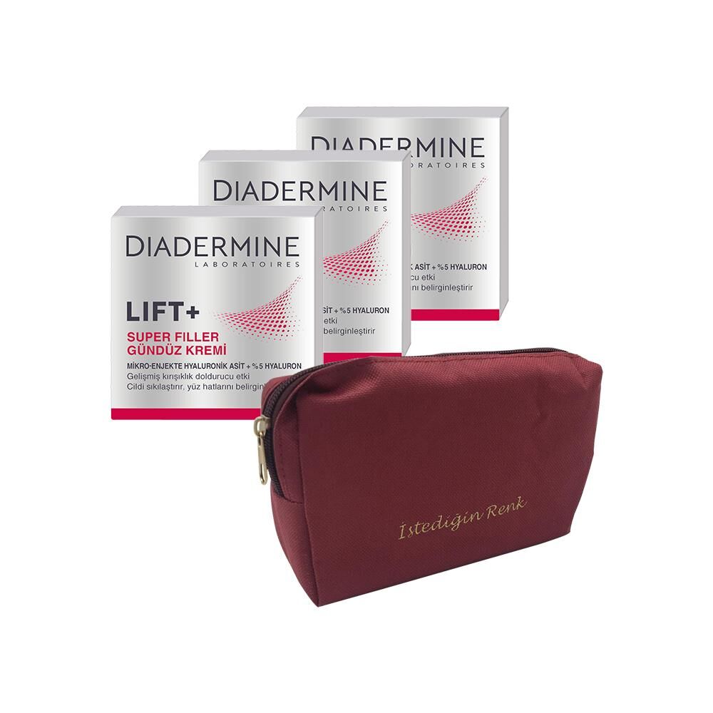 Diadermine LIFT+ Super Filler Gündüz Kremi 50 ML x 3 ve 'İstediğin Sen' Çanta Hediyeli