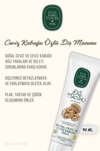Eyüp Sabri Tuncer 3'lü Diş Macunu Ceviz ve Kabuğu Özlü 90 ml ve ROSIE Pamuk
