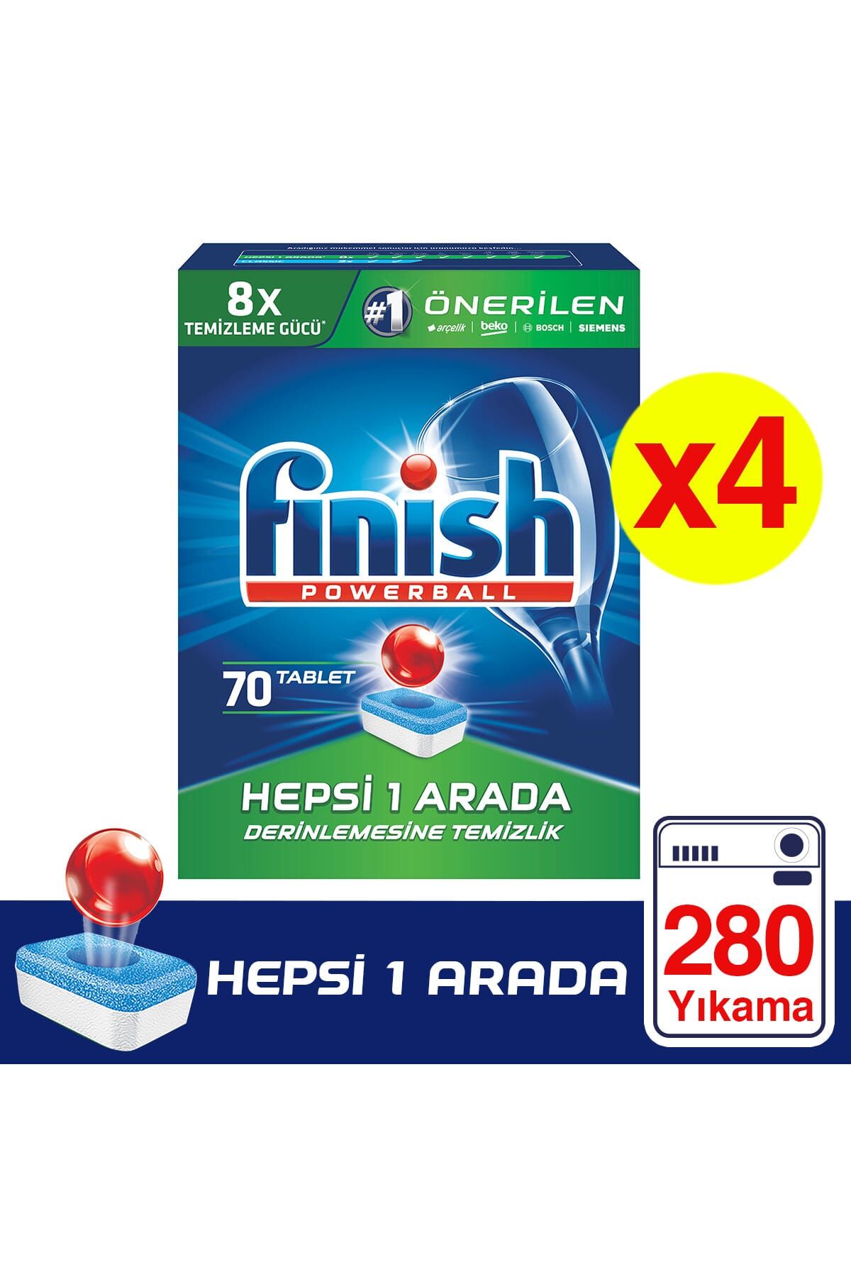 Finish Hepsi Bir Arada Bulaşık Makinesi Deterjanı Tableti 70 Yıkama
