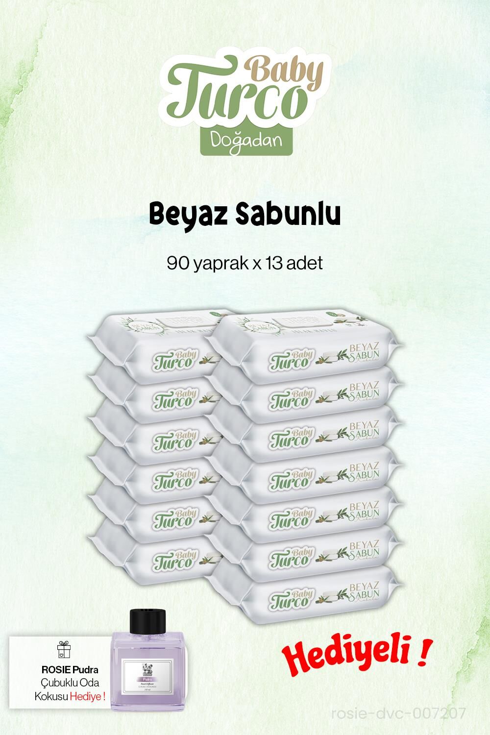 13 Paket Beyaz Sabun Baby Turco 90'lı ve Rosie Koku Hediye