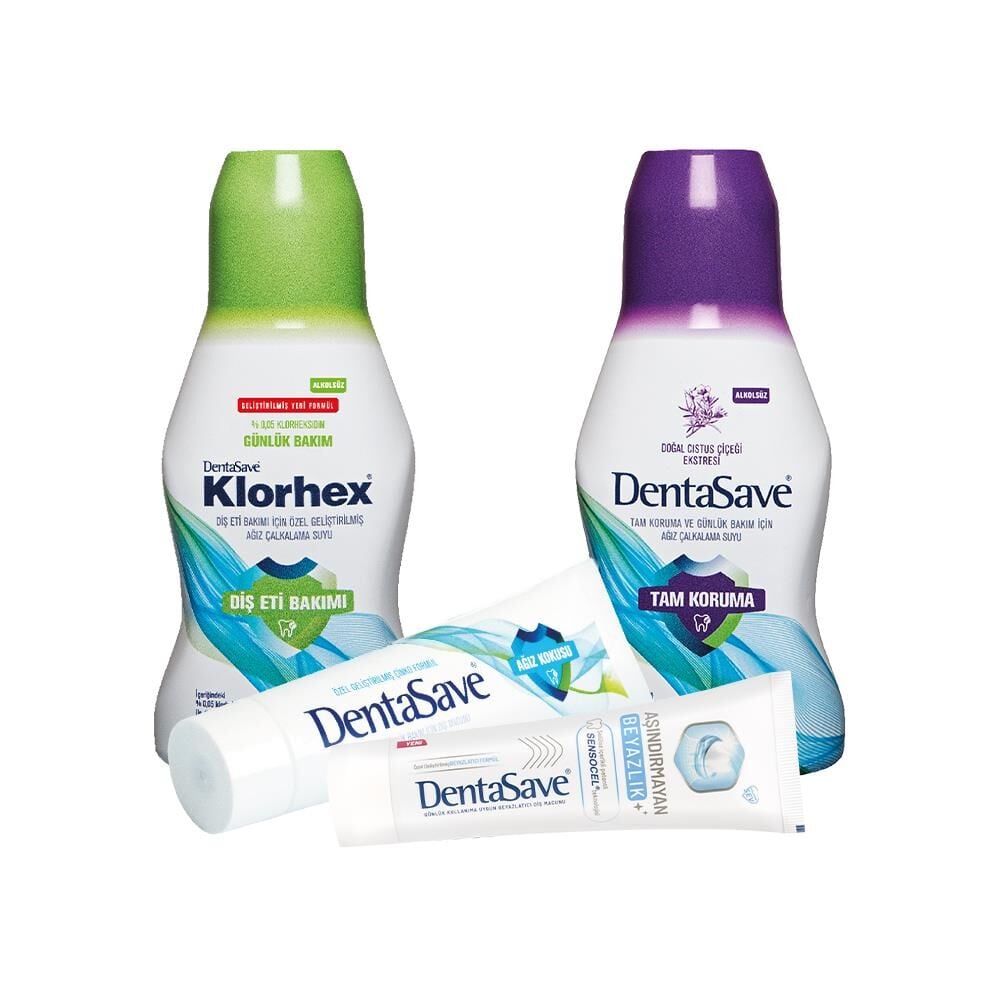 Dentasave Klorhex Günlük Bakım ve Cistus Ağız Çalkalama Suyu 300 ml, Diş Macunu Çinko ve Aşındırmayan Beyazlık 75 ml