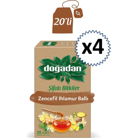 Doğadan Zencefil Ihlamur Ballı Çay 20'li x 4 Kutu