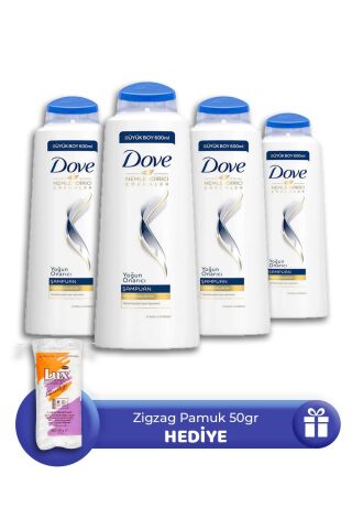 Dove Yoğun Onarıcı Şampuan 600 ML 4 Adet, Zigzag Pamuk 50 gr Hediye