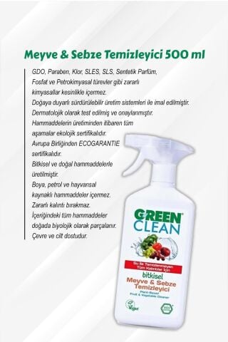Green Clean Meyve Sebze Tem. 500 ml 7 AL 6 ÖDE ve Rosie Hediye